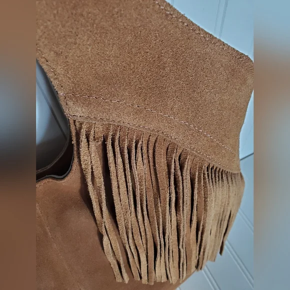 Lucky Brand Nyra Brown Fringe Suede Tote Bag NWT - Picture 8 of 9